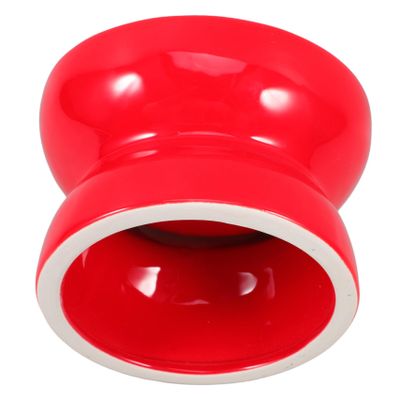 Elevated Angled Ceramic Pet Bowl with Red Opening