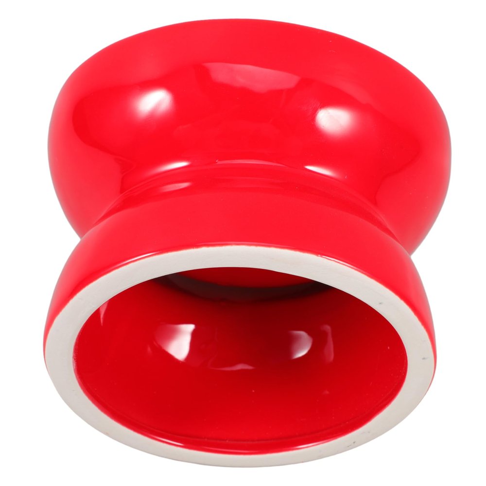 Elevated Angled Ceramic Pet Bowl with Red Opening