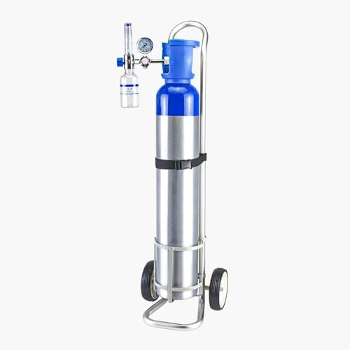 Adjustable Oxygen Cylinder Cart with Wheels, 5 3/4-Inch Diameter