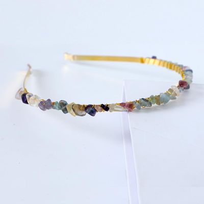 Anevous Single-Row Crystal Headband with Natural Gemstones