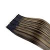 FUIBEJAE Tape-In Remy Human Hair Extensions, Brown/Black, 24 in, 100 g view 2