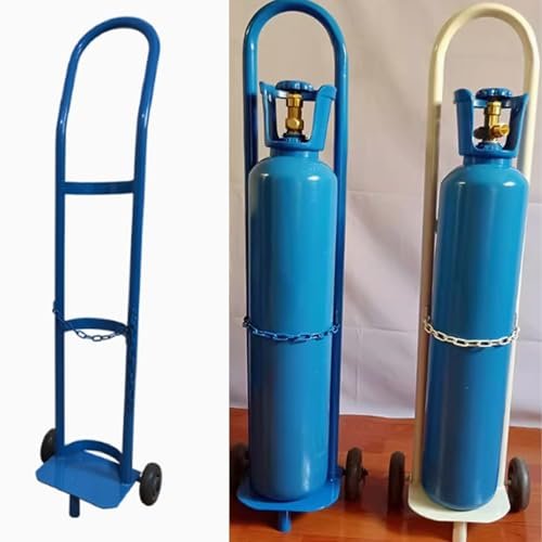 Cylinder Tank Holder, Steel Gas Cylinder Welding Cart, Lightweight Oxygen Tank Cart, Blue, 95 cm