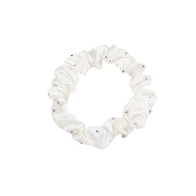 Blausky 20-Piece Satin Hair Ties, Soft Elastic Scrunchies, Off-White