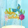 Glitter Mermaid Happy Birthday Cake Topper, Ocean Theme view 3