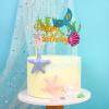 Glitter Mermaid Happy Birthday Cake Topper, Ocean Theme view 4
