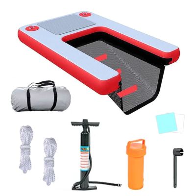 Inflatable Dog Ramp, Floating Dock Platform for Large Dogs, Red, 150 x 100 x 10 cm