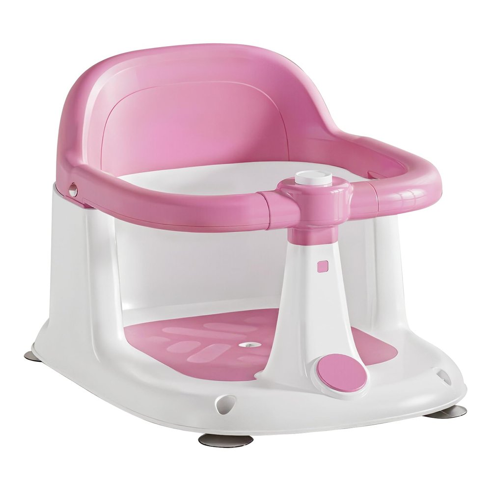 UBRAVOO Baby Bath Seat for Babies 6–24 Months, Upright Non-Slip Bathtub Seat with 4 Suction Cups, Pink
