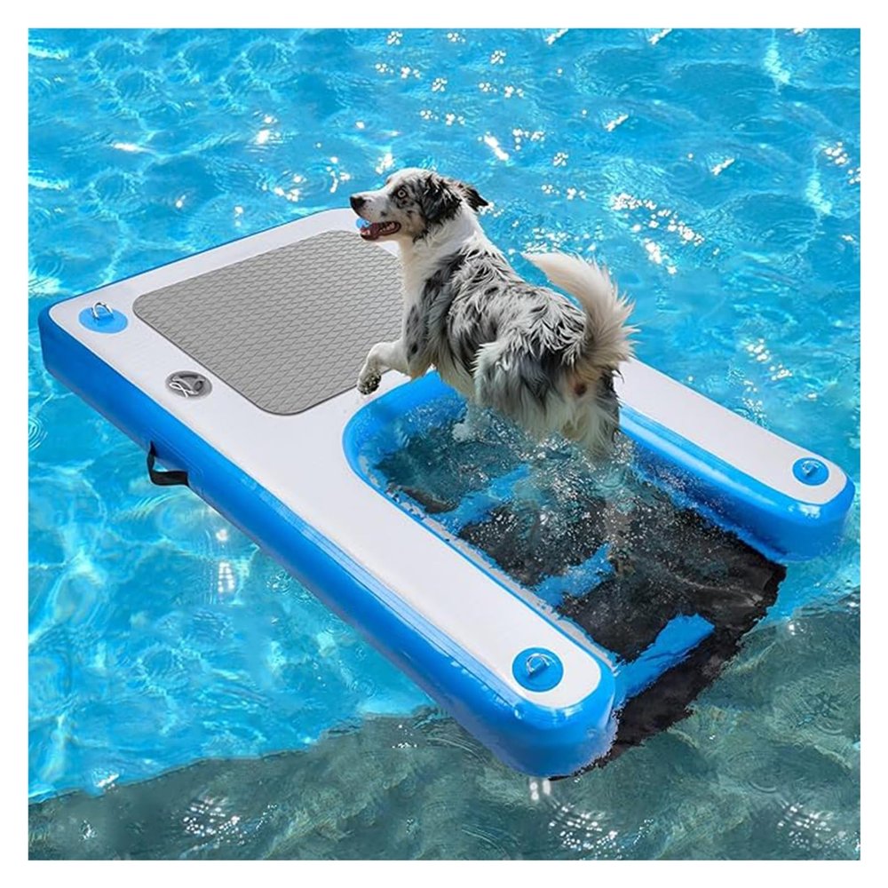 WAHHWF Floating Dog Dock with Ramp, Non-Slip EVA Foam, Blue
