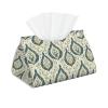 Leather Tissue Box Cover with Green Retro Pattern view 1
