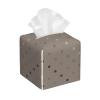 Square Faux Leather Tissue Box Cover, Taupe with Polka-Dot Pattern view 1
