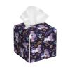 Square PVC Leather Tissue Box with Purple Koala Floral Print view 1