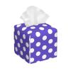Square Leather Tissue Box Cover, Dark Purple with Polka-Dot Pattern (a) view 1