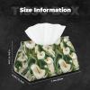 Leather Tissue Box Cover - Bright Calla White Print view 2