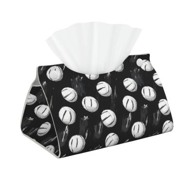 Leather Tissue Box Cover with Sketch Baseball Print