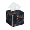 Square PVC Leather Tissue Box, Cool Fire Mountain Dragon A Print view 1