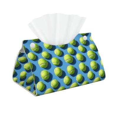 Leather Tissue Box Cover with Abstract Green Baseball Print