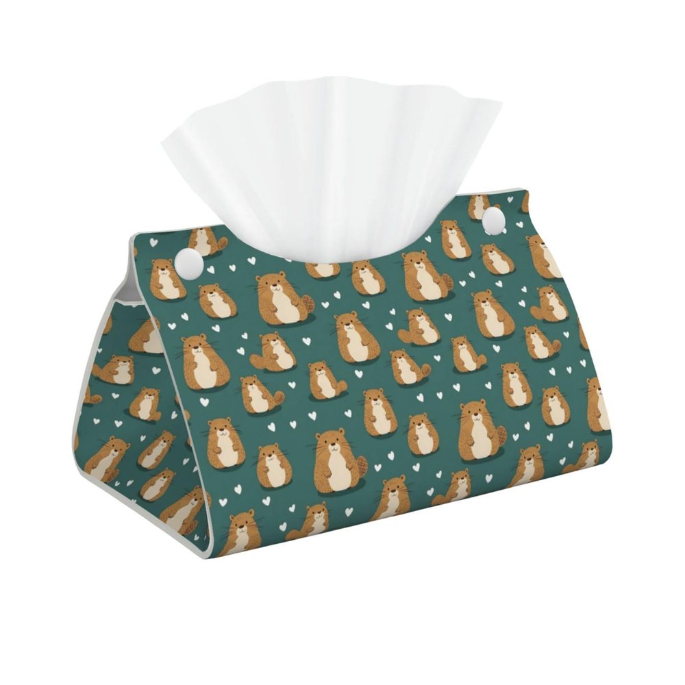 Squirrel Heart Print Tissue Box Cover
