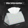Leather Tissue Box Cover, Modern Blue and White Plaid view 2