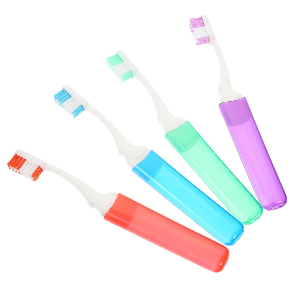 VALICLUD 4-Pack Portable Travel Toothbrushes with Soft Bristles