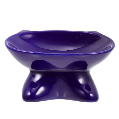 Elevated Ceramic Cat Bowl, Non-Slip and Stable, Blue