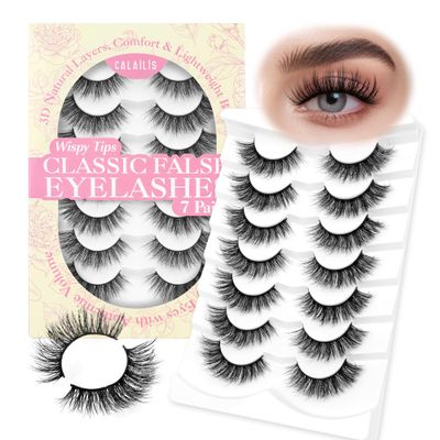 Natural-Looking False Eyelashes, 20 Pairs, Fluffy Faux Mink Strip Lashes