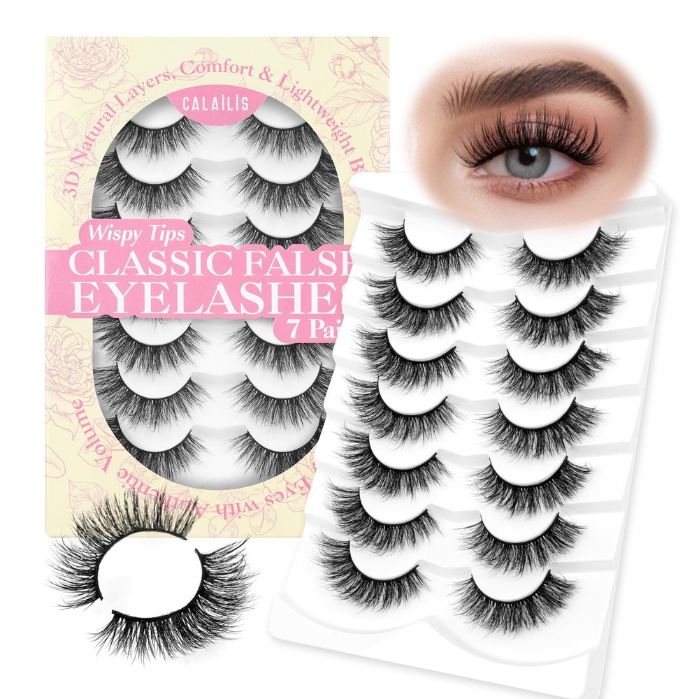 Natural-Looking False Eyelashes, 20 Pairs, Fluffy Faux Mink Strip Lashes