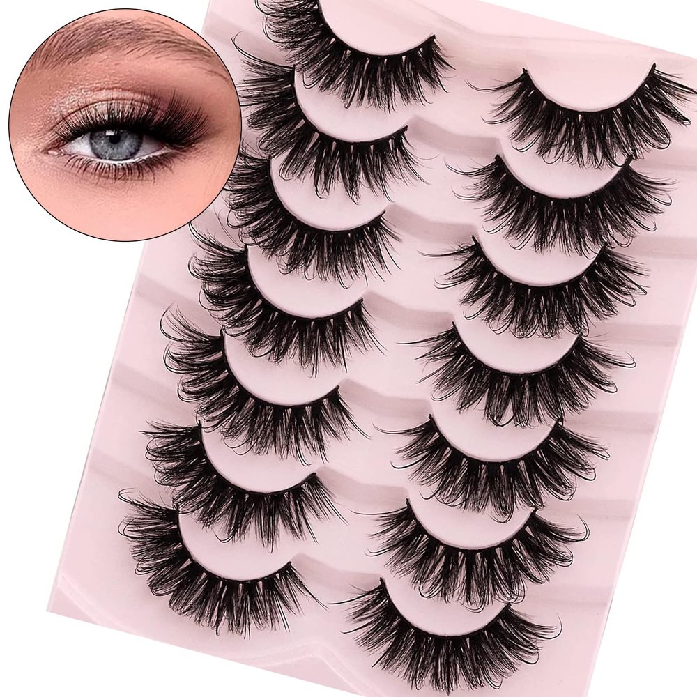Fluffy False Eyelashes, Natural Look, 7 Pairs, 6D, 7 Styles