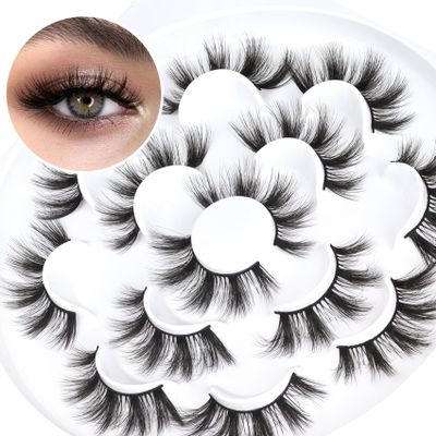 False Eyelashes, 100% Handmade, Natural Look, Lightweight with Soft Clear Band, 5 Pairs (G2)
