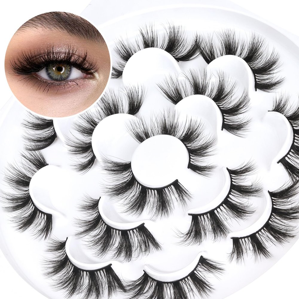 False Eyelashes, 100% Handmade, Natural Look, Lightweight with Soft Clear Band, 5 Pairs (G2)
