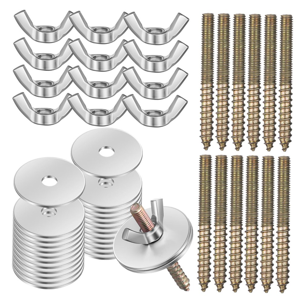 ibasenice 12-Piece M5 x 50 mm Stainless Steel Double-Ended Perch Mounting Screws with Wing Nuts