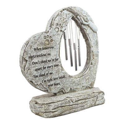 Pet Memorial Stone with Wind Chime, Halloween Gift Idea, Resin