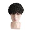 Men’s Afro Curly Human Hair System, Full French Lace Hairpiece, Jet Black view 1