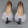 Wambere 1 Pair Women's Bow Shoe Clips, Removable Shoe Flowers, Vintage Shoe Accessories for Weddings, Parties and Proms, White view 2