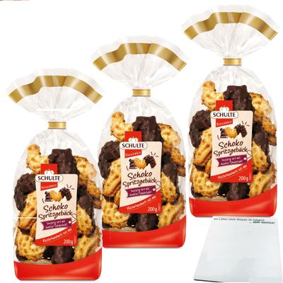 Schulte Dark Chocolate Spritz Cookies, 3-Pack (3 x 200 g) + usy Notepad