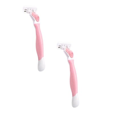 2-Pack Hair Remover Razors with Non-Slip Grip, Pink