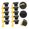 IMIKEYA Graduation Party Cake Decorations with Cap Cupcake Toppers, 12 Yellow Tassel Decorations view 2