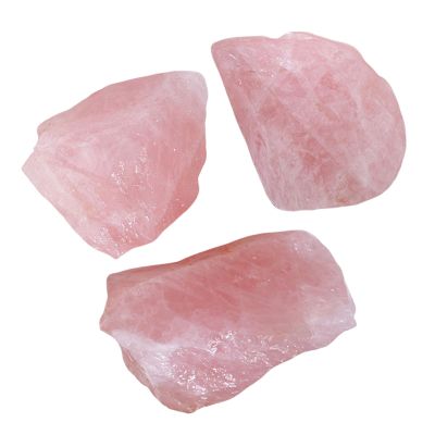 3-Piece Large Raw Rose Quartz Stones, 35 cm