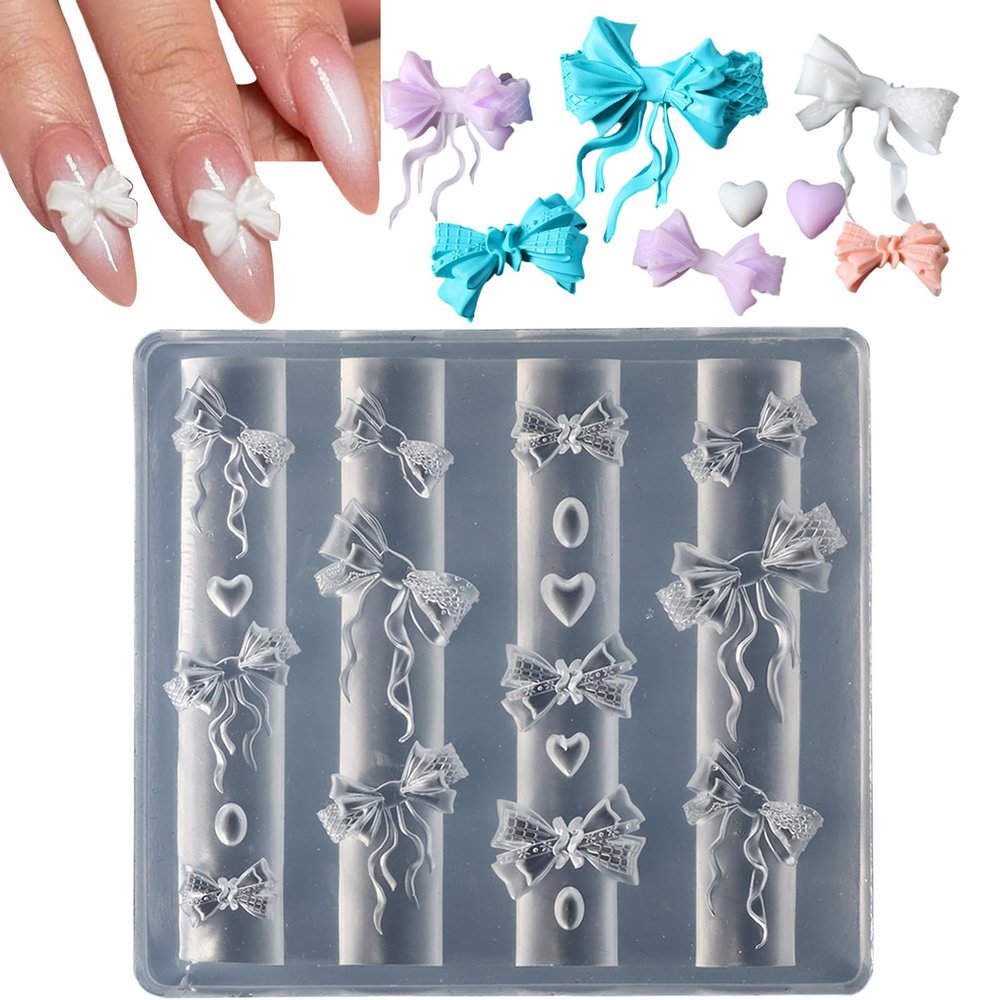 3D Nail Mold with Heart and Bow Designs