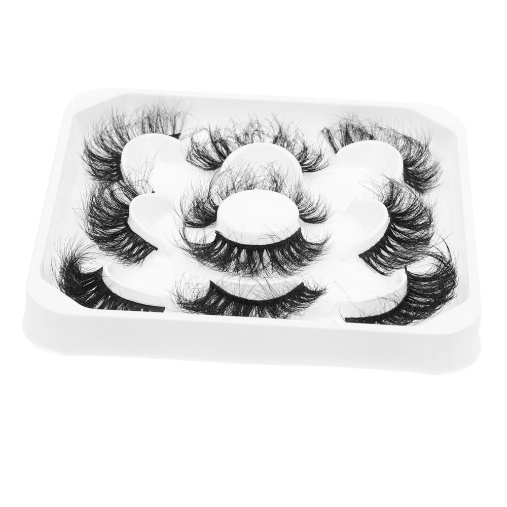 Black False Eyelash Extensions, 5 Pairs, Fiber, for Women