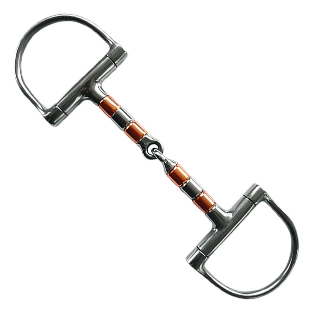 D-Ring Snaffle Bit with Copper Mouth Roller, Single-Jointed