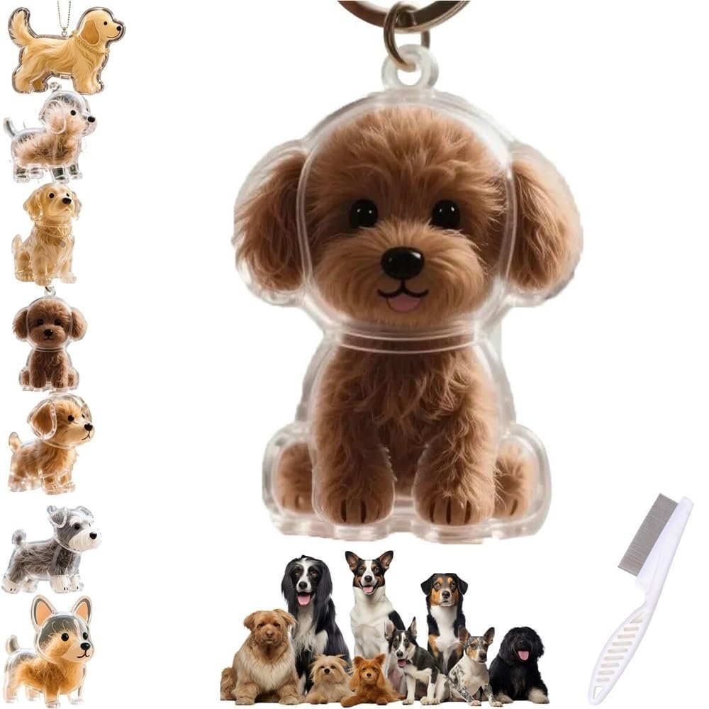 MGHN Dog Hair Collector Keychain Charm Memorial Box