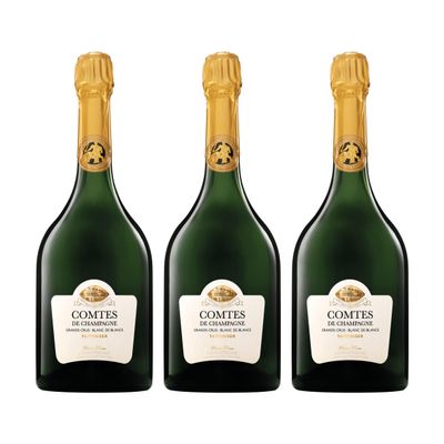 Champagne Taittinger Comtes de Champagne Blanc de Blancs Dry Champagne, France, incl. FeinWert E-Book (3 x 0.75 L)