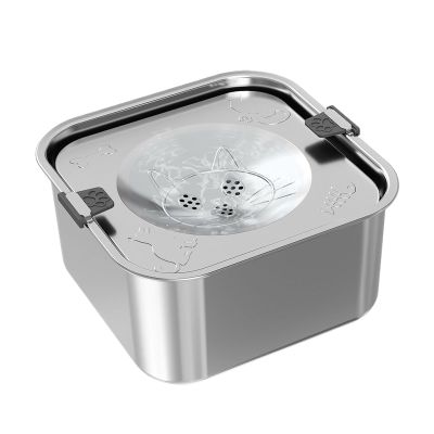 Leakproof 3 L Water Bowl for Dogs, Non-Slip Stainless Steel Bowl
