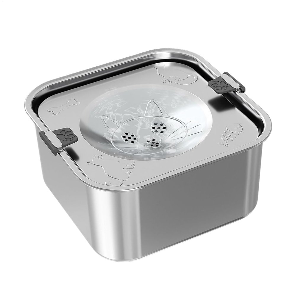 Leakproof 3 L Water Bowl for Dogs, Non-Slip Stainless Steel Bowl