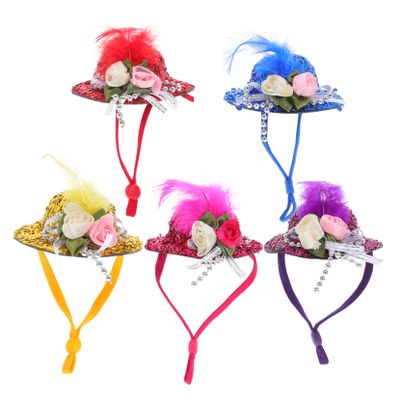 MILISTEN 5-Piece Pack of Small Pet Hats with Unique Floral Fabric Design
