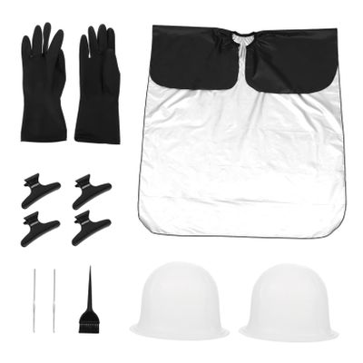 11-Piece Silicone Hair Highlighting Cap Set with Cape and Hook