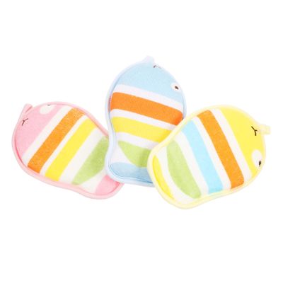 VICASKY 3-Piece Cartoon Bath Sponge Set, Terry Cloth, Assorted Colors