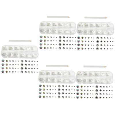 TOVINANNA 5 Sets Flat Nail Rhinestones with Nail Art Pens, DIY Self-Adhesive and Durable