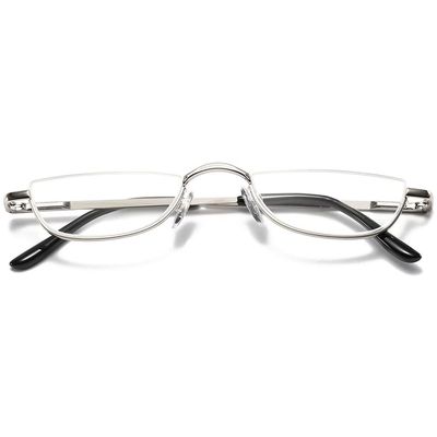 VEVESMUNDO Metal Half-Rim Reading Glasses, Silver, 0