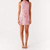 Eghunooye Women's Sequin Halter Mini Dress, Pink, S view 4
